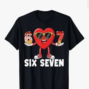 Black Graphic T-Shirt with Heart Design